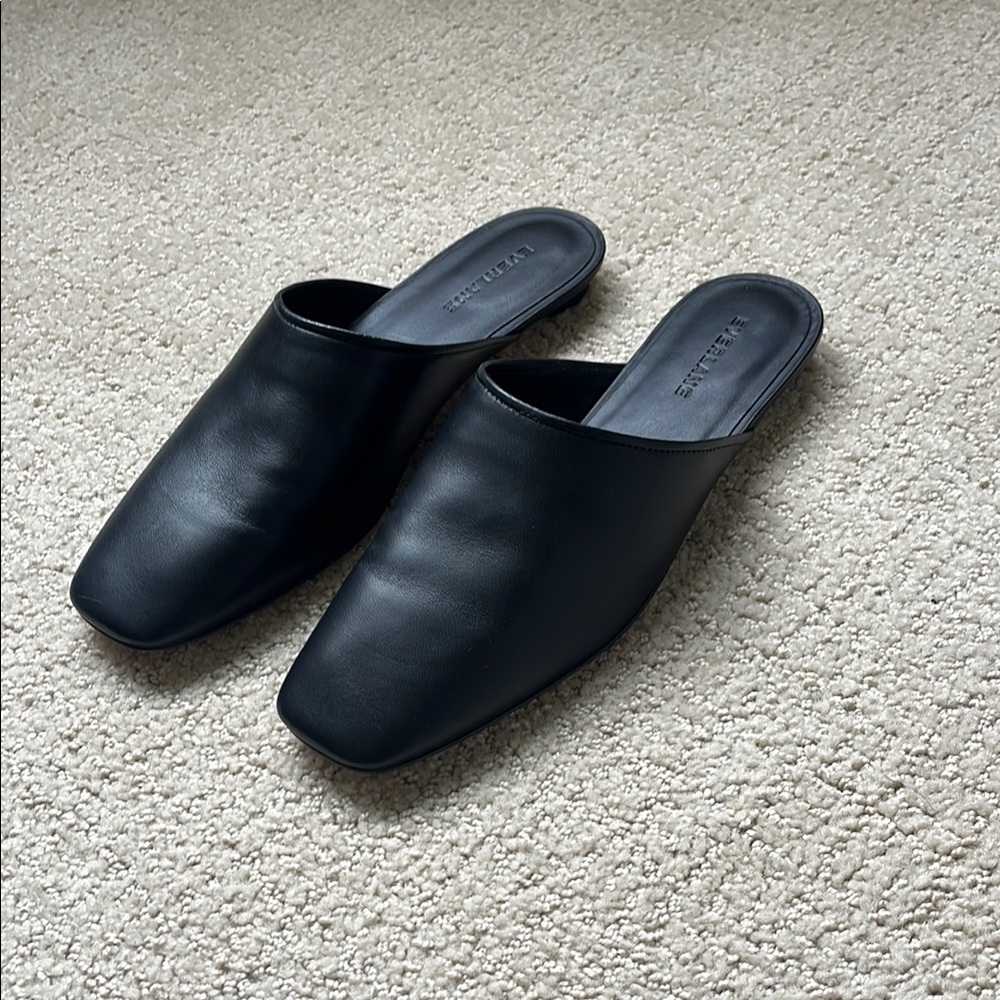 Everlane Black Leather Slip-On Flats